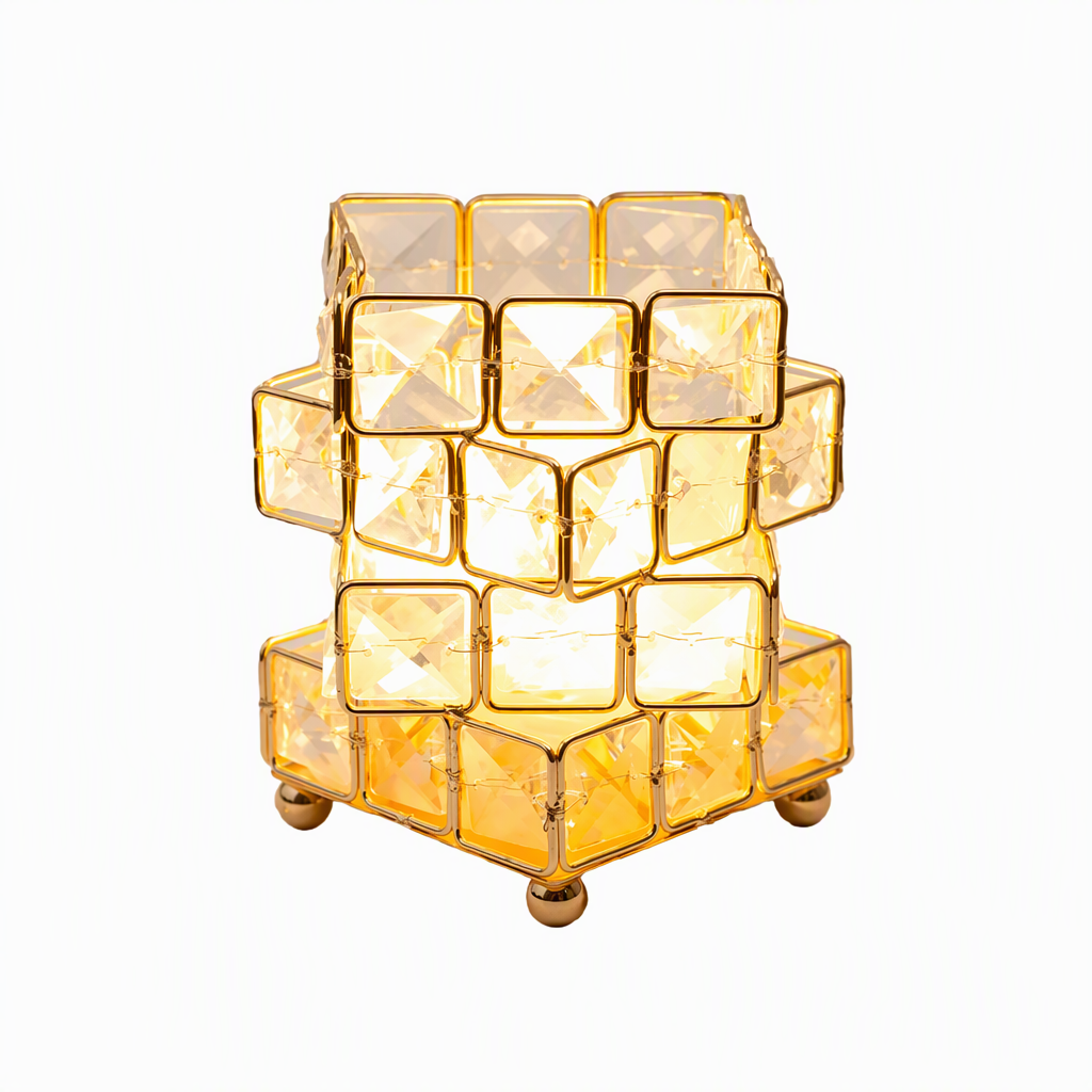 Rose Rubik's Cube Bedside Night Light USB Powered Atmosphere Table Lamp for Bedroom Decoration and Birthday Gift