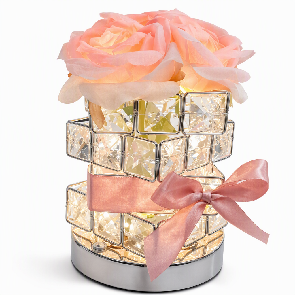 Rose Rubik's Cube Bedside Night Light USB Powered Atmosphere Table Lamp for Bedroom Decoration and Birthday Gift