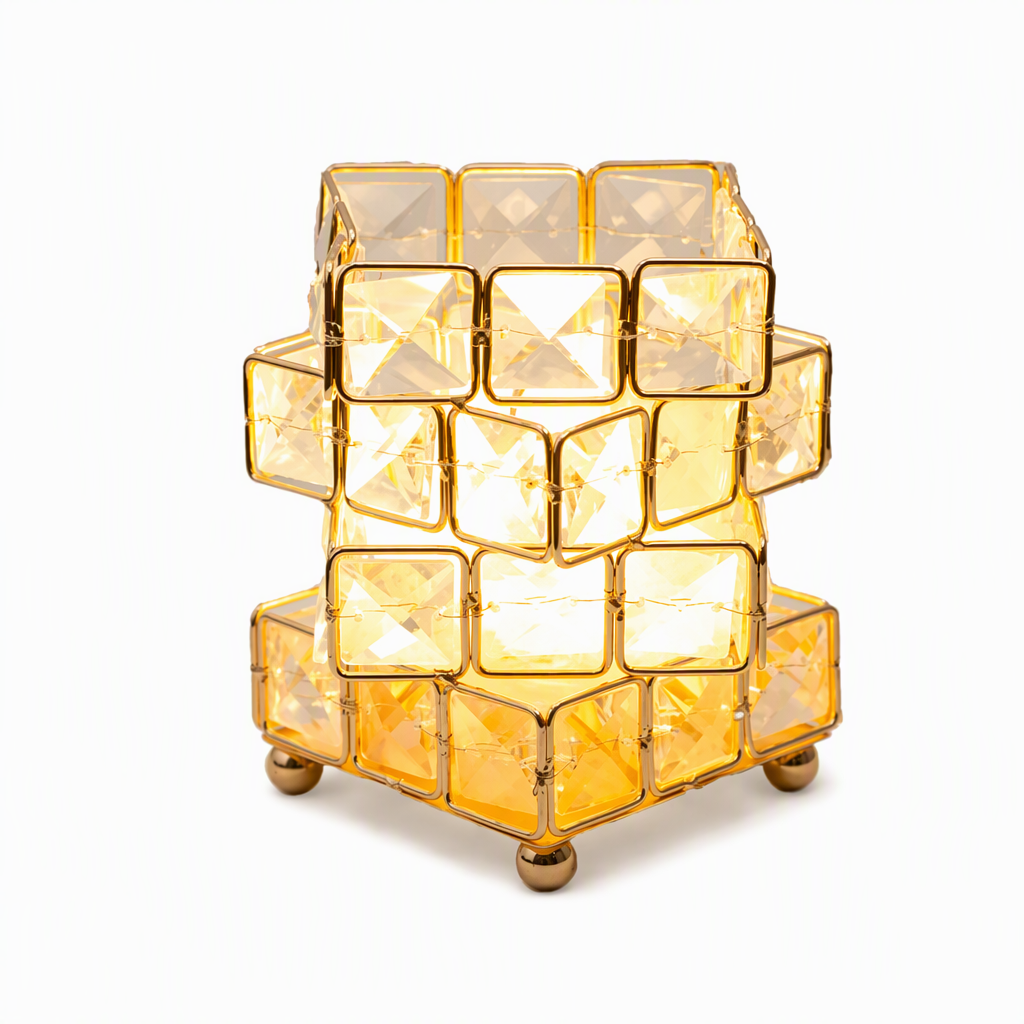 Rose Rubik's Cube Bedside Night Light USB Powered Atmosphere Table Lamp for Bedroom Decoration and Birthday Gift
