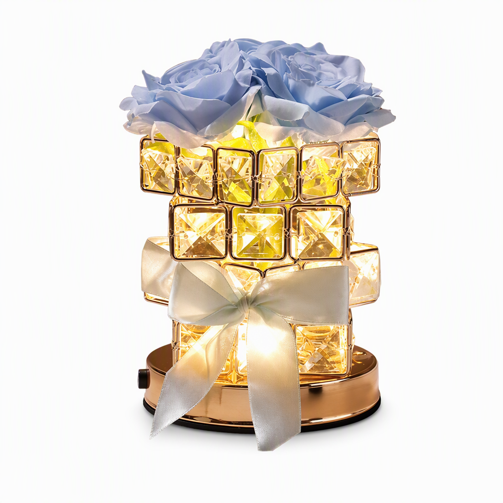 Rose Rubik's Cube Bedside Night Light USB Powered Atmosphere Table Lamp for Bedroom Decoration and Birthday Gift