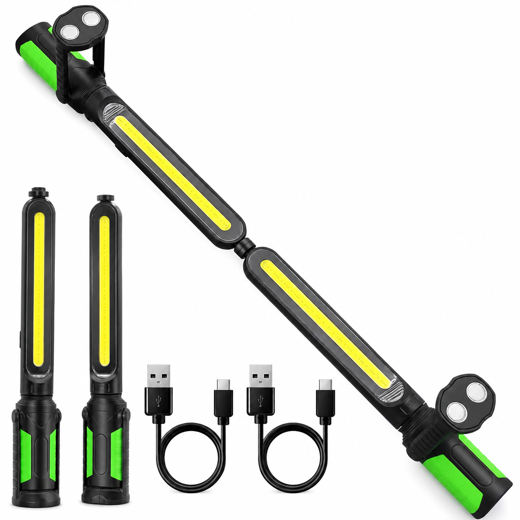Rechargeable LED Work Light with Strong Magnetic Base Handheld Super Bright Flashlight for Automotive Repair and Maintenance