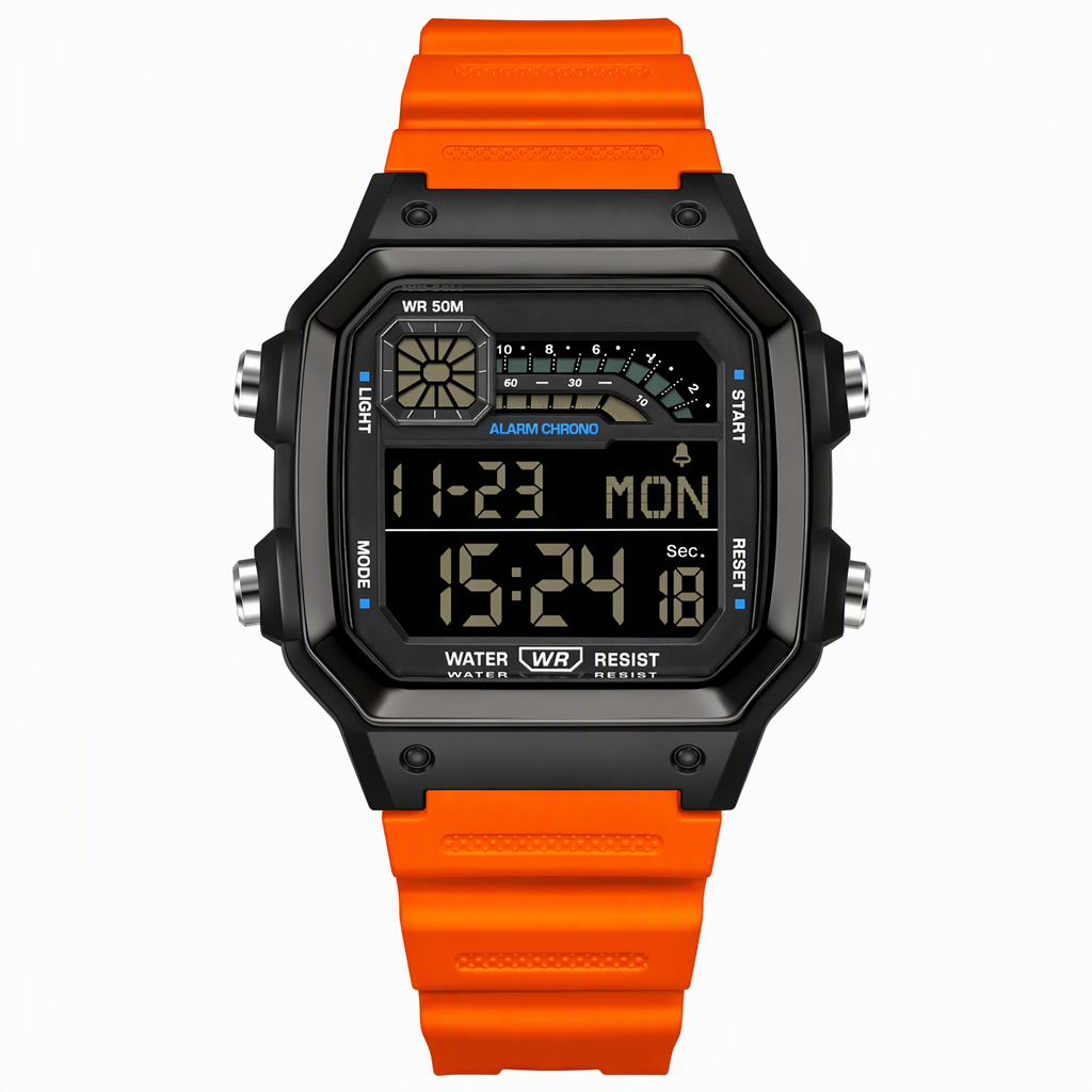 Square Digital Sports Watch Waterproof Outdoor Electronic Calendar Wristwatch for Men and Women