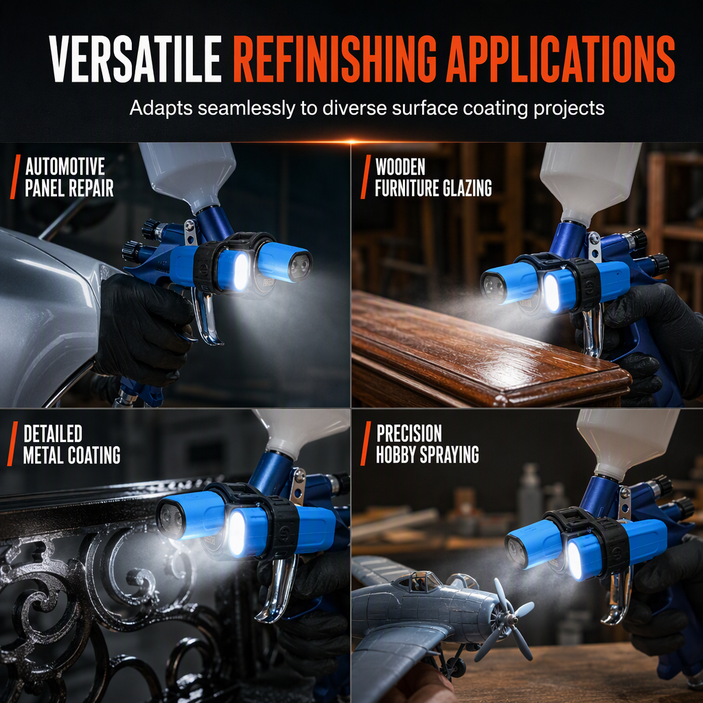 Spray Gun Light for Car and Furniture Touch Up Spraying Auxiliary Lighting Attachment for Coating and Coloring
