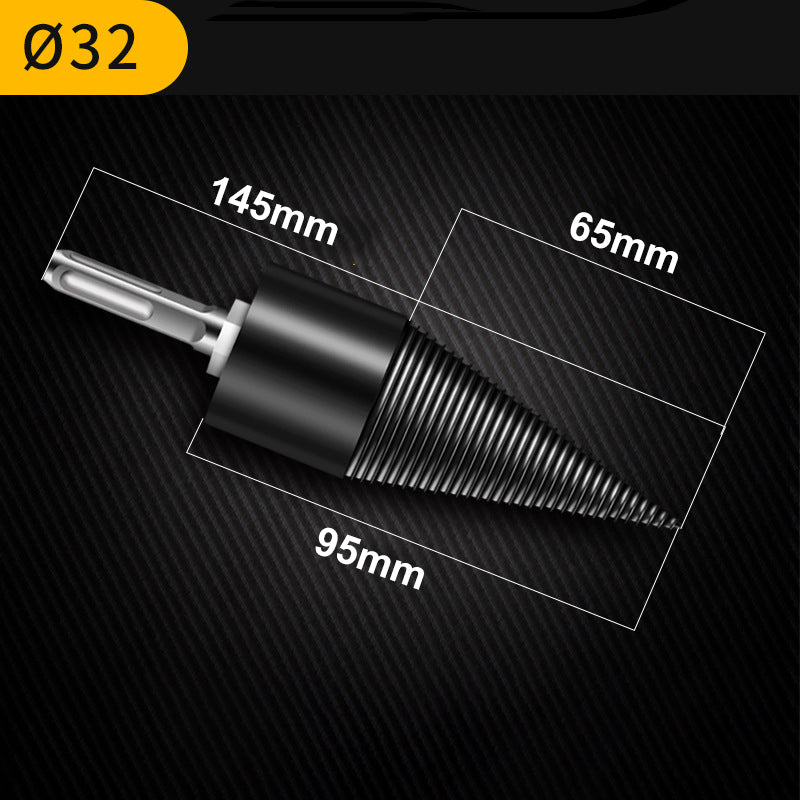 Detachable Firewood Splitting Drill Bit with Multiple Shank Types