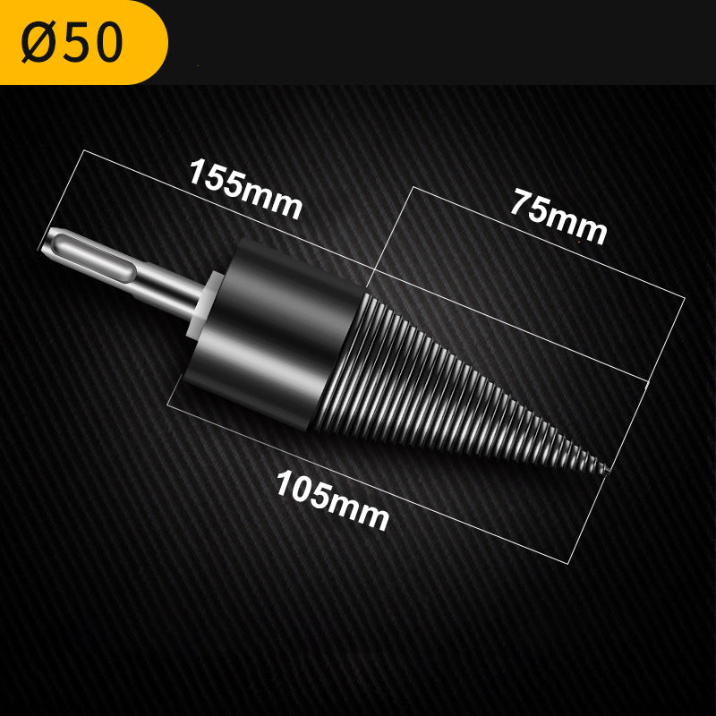 Detachable Firewood Splitting Drill Bit with Multiple Shank Types