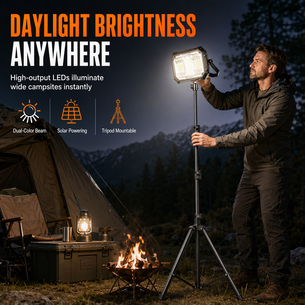 🔥⏰️NEW ARRIALS!!!☀️olar Rechargeable LED Camping Light – Super Bright Portable Emergency Lamp For Night Market & Outdoor Work ✨