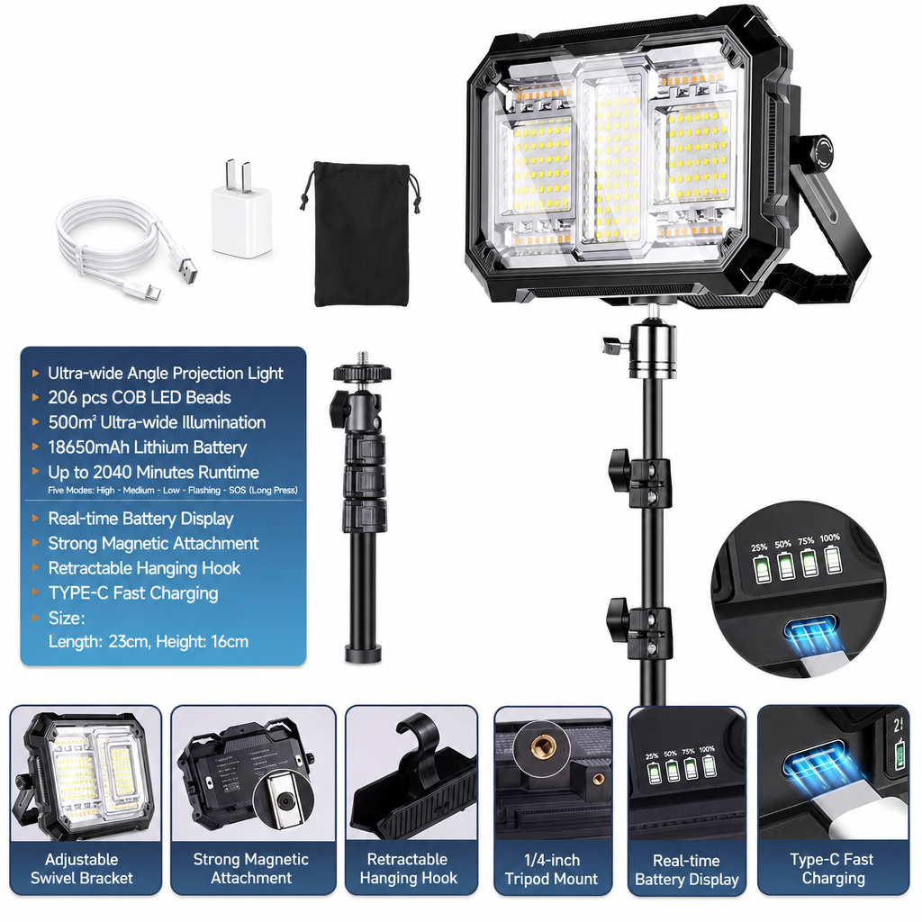 🔥⏰️NEW ARRIALS!!!☀️olar Rechargeable LED Camping Light – Super Bright Portable Emergency Lamp For Night Market & Outdoor Work ✨