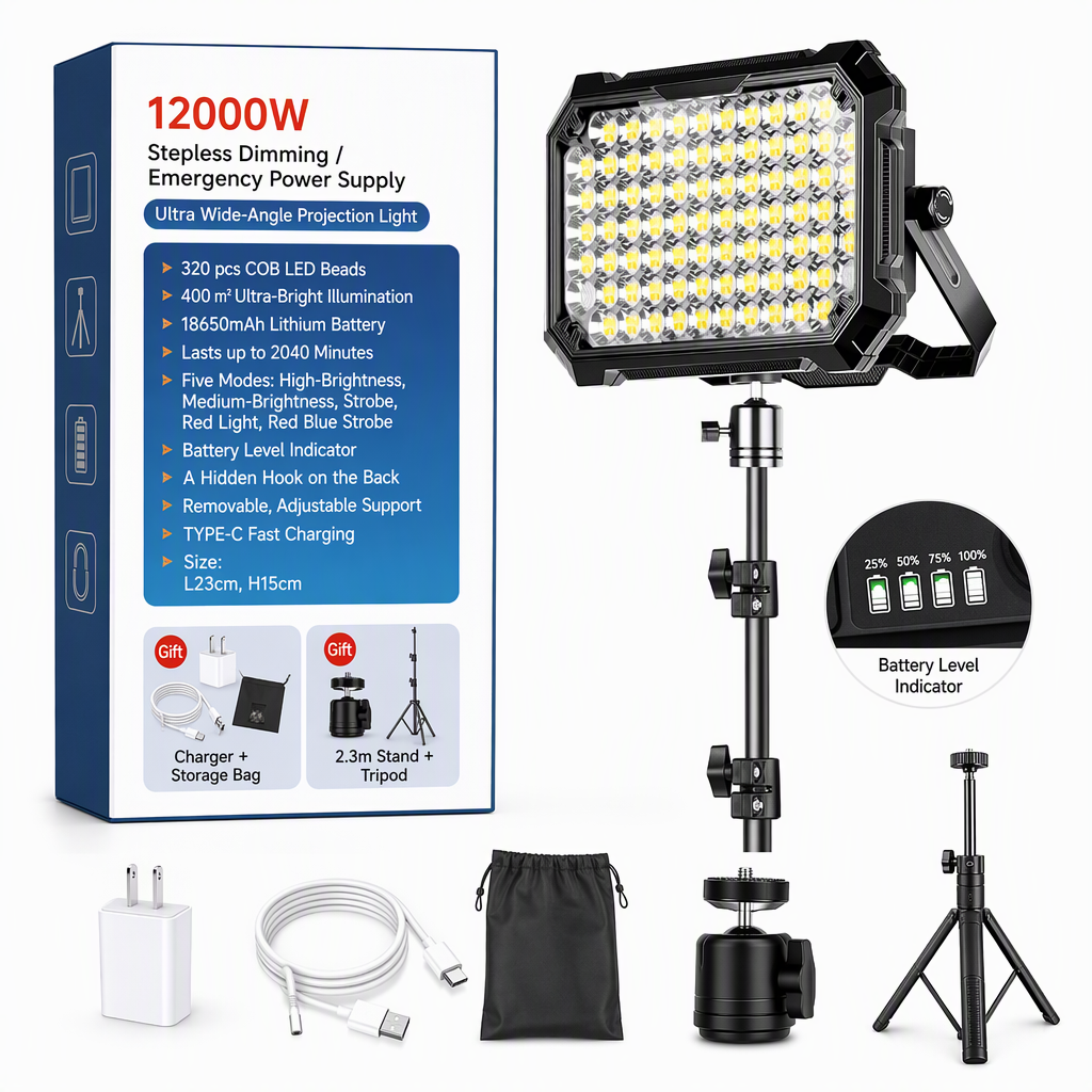 🔥⏰️NEW ARRIALS!!!☀️olar Rechargeable LED Camping Light – Super Bright Portable Emergency Lamp For Night Market & Outdoor Work ✨