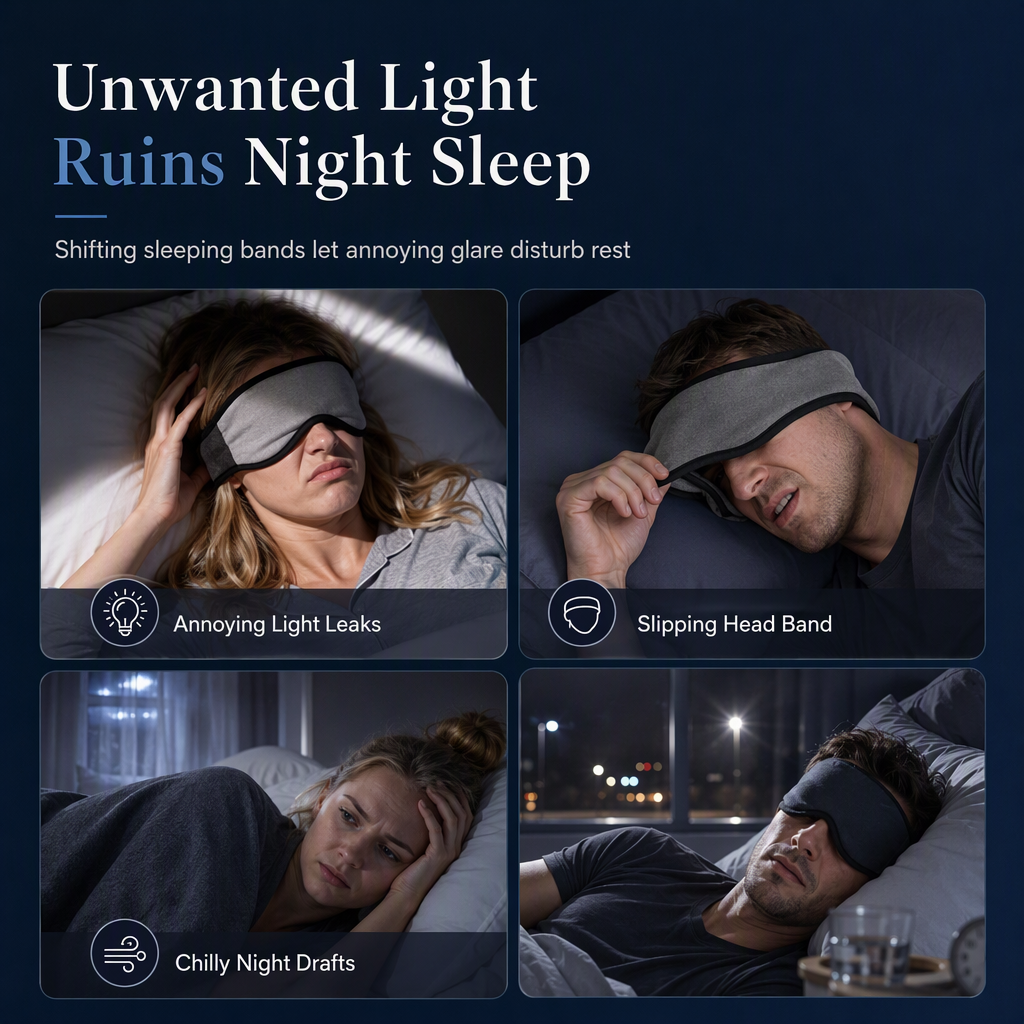 😴💤 Weighted Sleep Mask – 100% Blackout, Pressure-Relief Design for Deeper Sleep & Fresh Eyes!