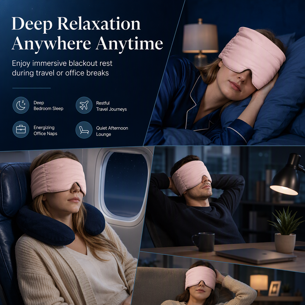 😴💤 Weighted Sleep Mask – 100% Blackout, Pressure-Relief Design for Deeper Sleep & Fresh Eyes!