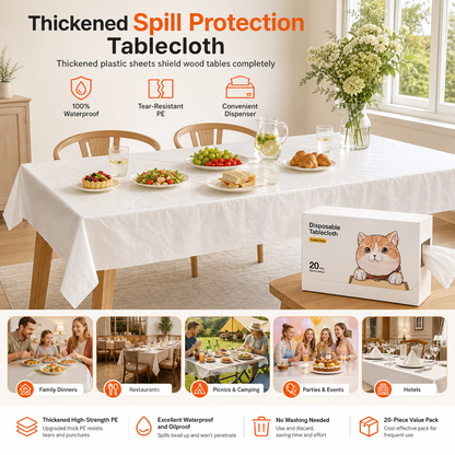 ⏳Limited-time 50% off⏰Disposable Plastic Transparent Table Cover (20 Sheets)🛡️🍨