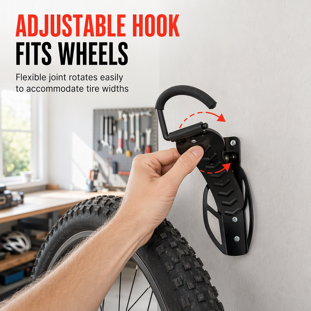 Adjustable Wall Mounted Bike Hanger Indoor Bicycle Storage Rack Hook for Mountain Bikes