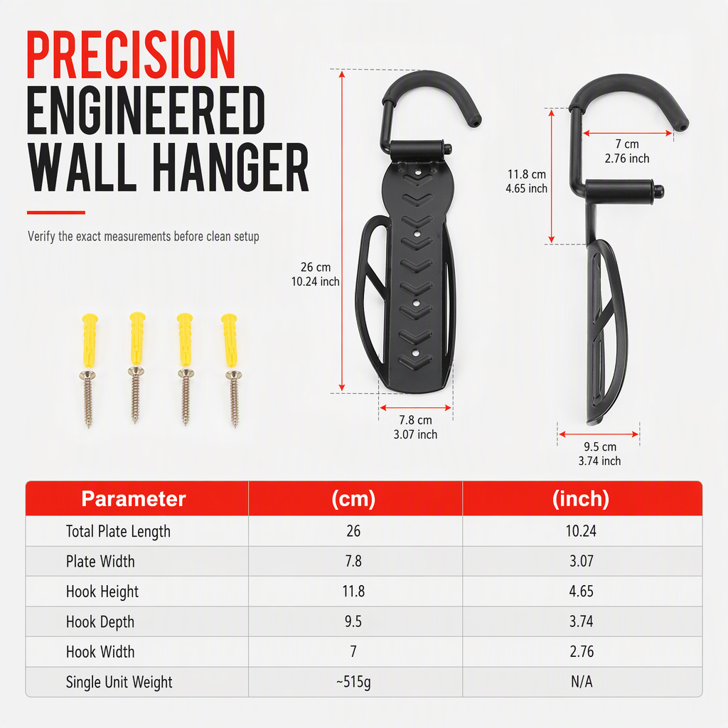 Adjustable Wall Mounted Bike Hanger Indoor Bicycle Storage Rack Hook for Mountain Bikes