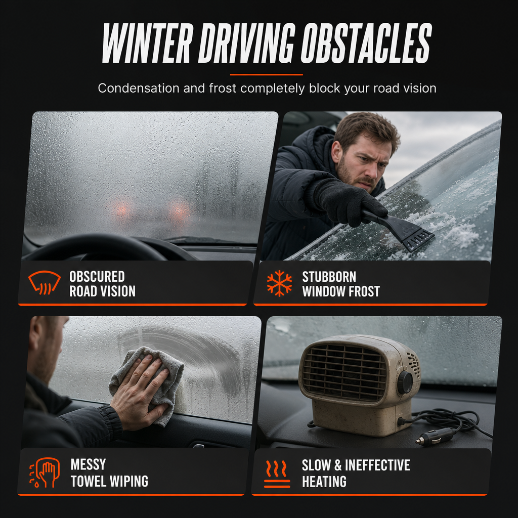 Portable 12V Car and Windshield Defroster Defogger Fan for Vehicles