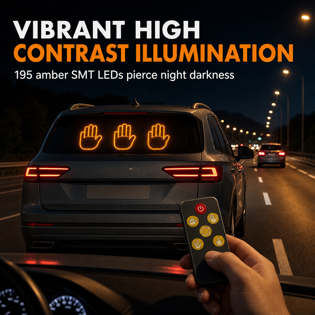 Interactive LED Car Gesture Light with Remote Control Finger Palm Warning Light for Vehicle Rear Window