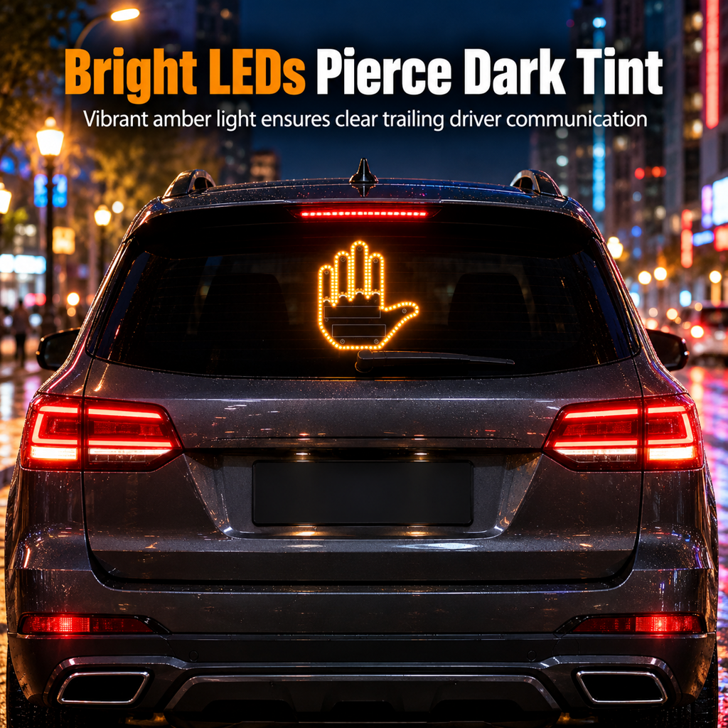 Interactive LED Car Gesture Light with Remote Control Finger Palm Warning Light for Vehicle Rear Window