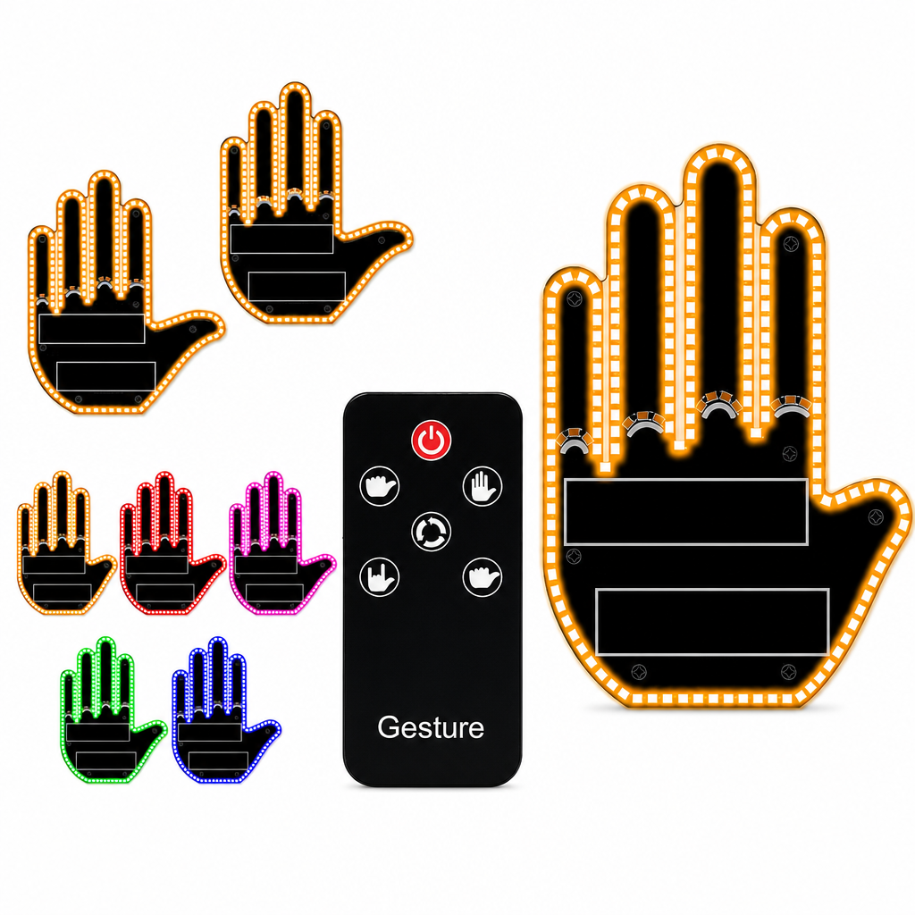 Interactive LED Car Gesture Light with Remote Control Finger Palm Warning Light for Vehicle Rear Window