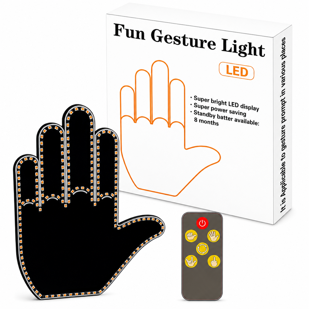 Interactive LED Car Gesture Light with Remote Control Finger Palm Warning Light for Vehicle Rear Window