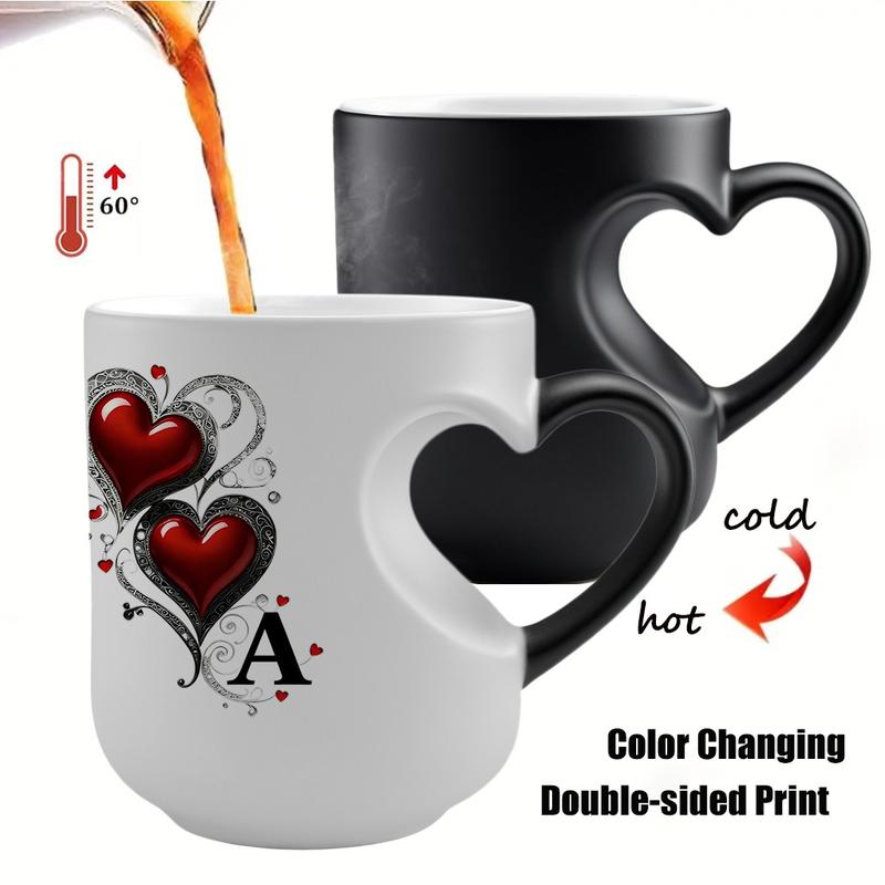 Color Changing Heart Handle Ceramic Mug for Valentine's Day