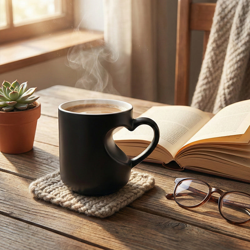 Color Changing Heart Handle Ceramic Mug for Valentine's Day