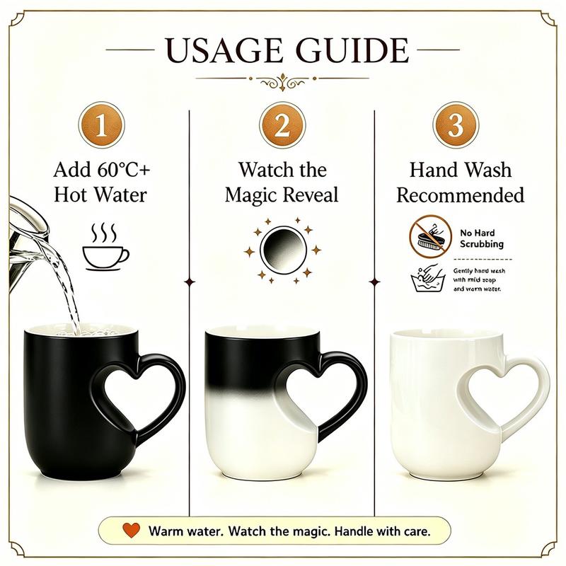 Color Changing Heart Handle Ceramic Mug for Valentine's Day