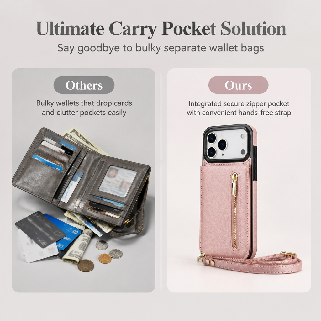 Crossbody Wallet Phone Case with Zipper Pocket Card Holder Kickstand