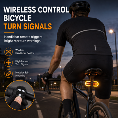 USB Rechargeable Bike Turn Signal Tail Light with Wireless Remote Control Detachable Bicycle Warning Light for Night Riding