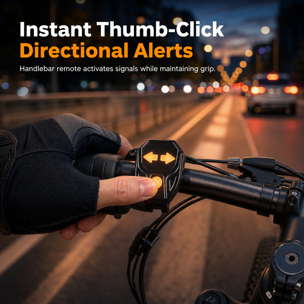 USB Rechargeable Bike Turn Signal Tail Light with Wireless Remote Control Detachable Bicycle Warning Light for Night Riding
