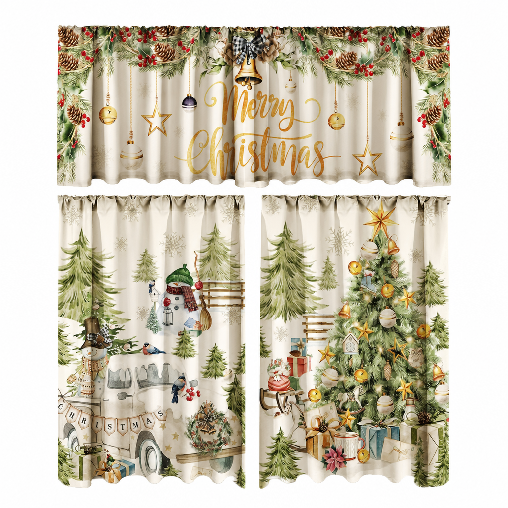 Christmas Kitchen Curtains Set