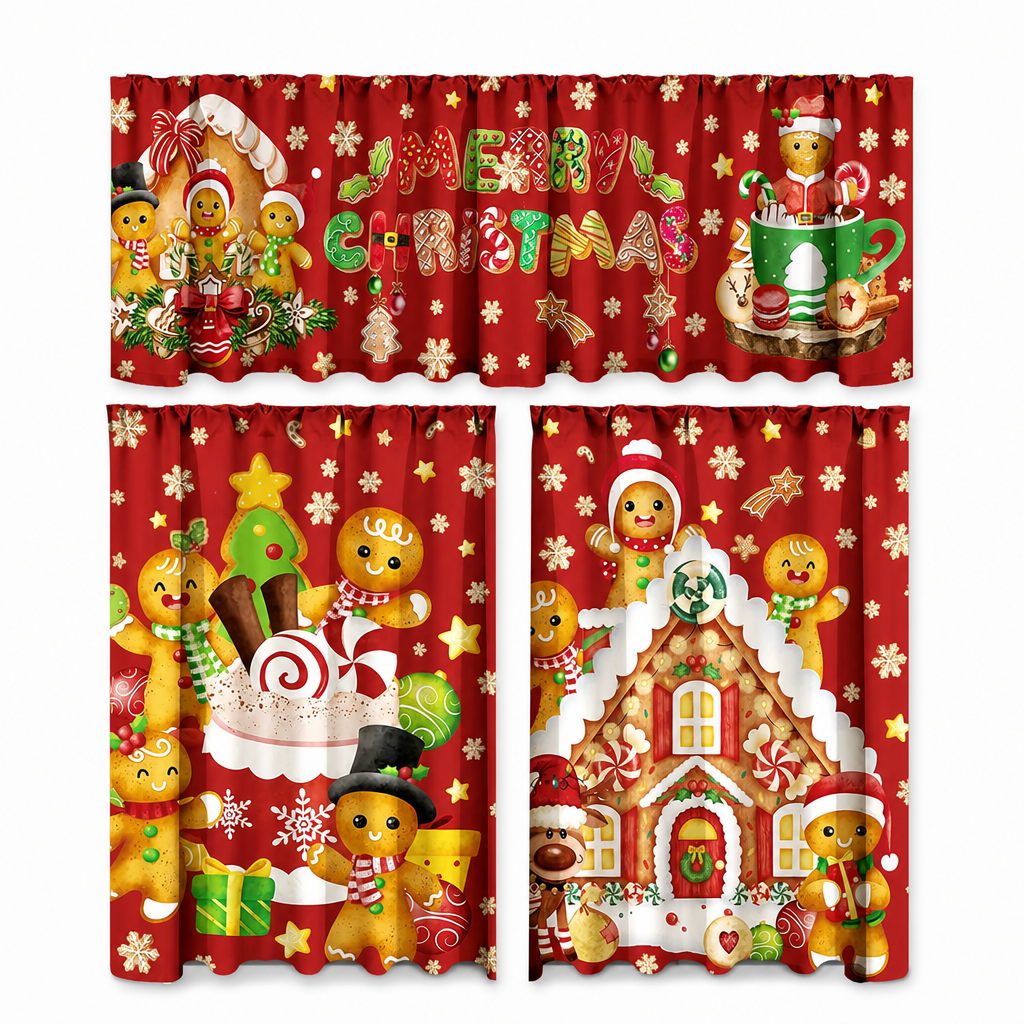 Christmas Kitchen Curtains Set