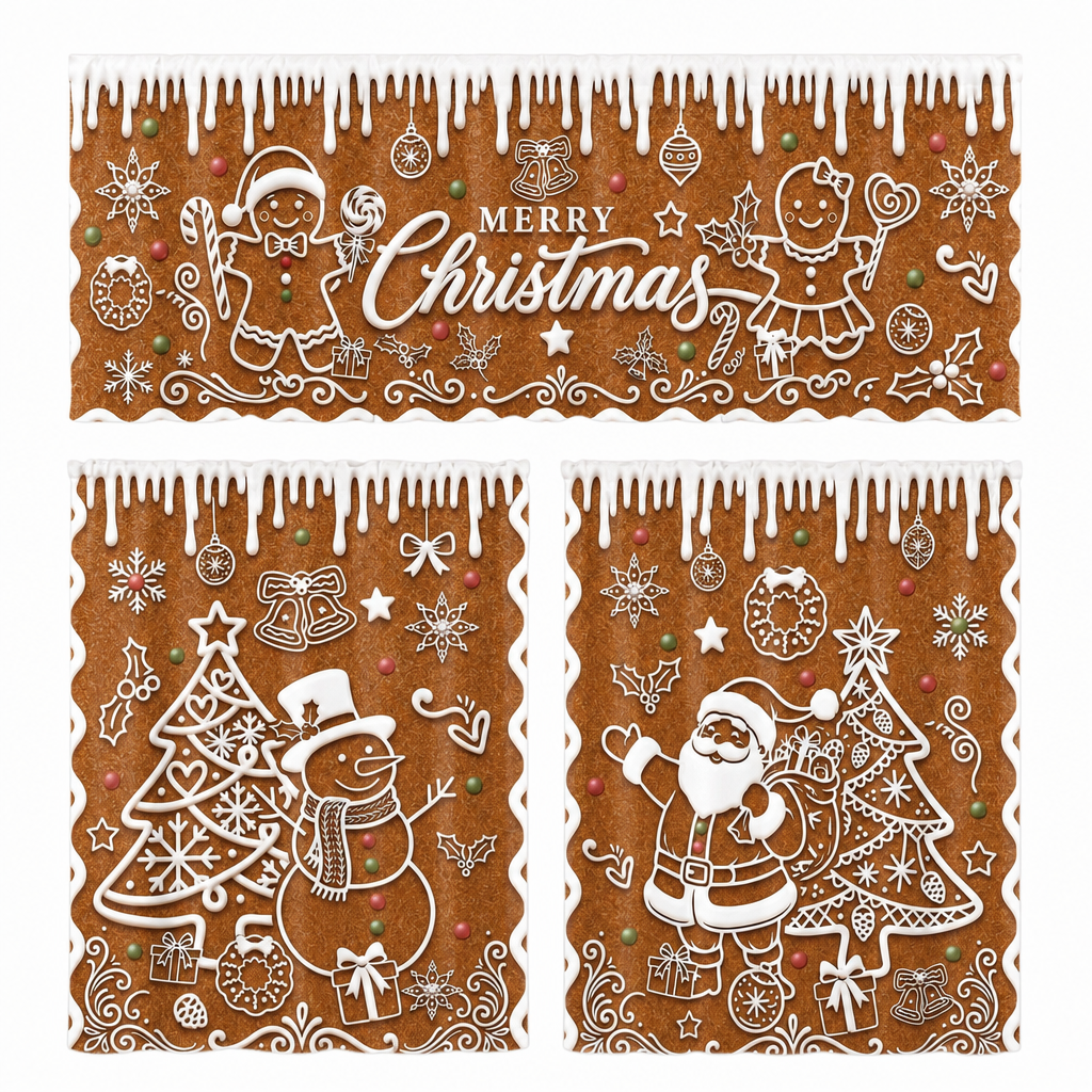 Christmas Kitchen Curtains Set