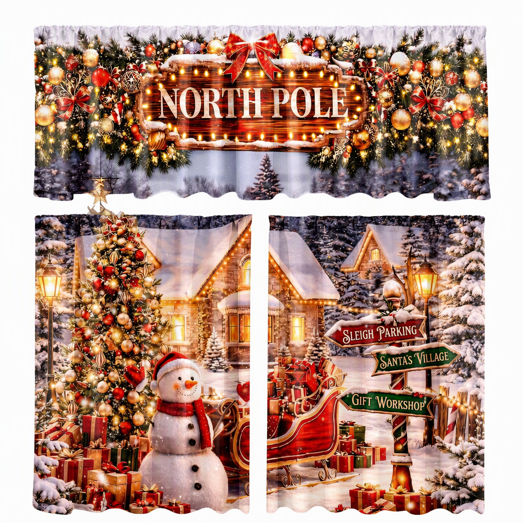 Christmas Kitchen Curtains Set