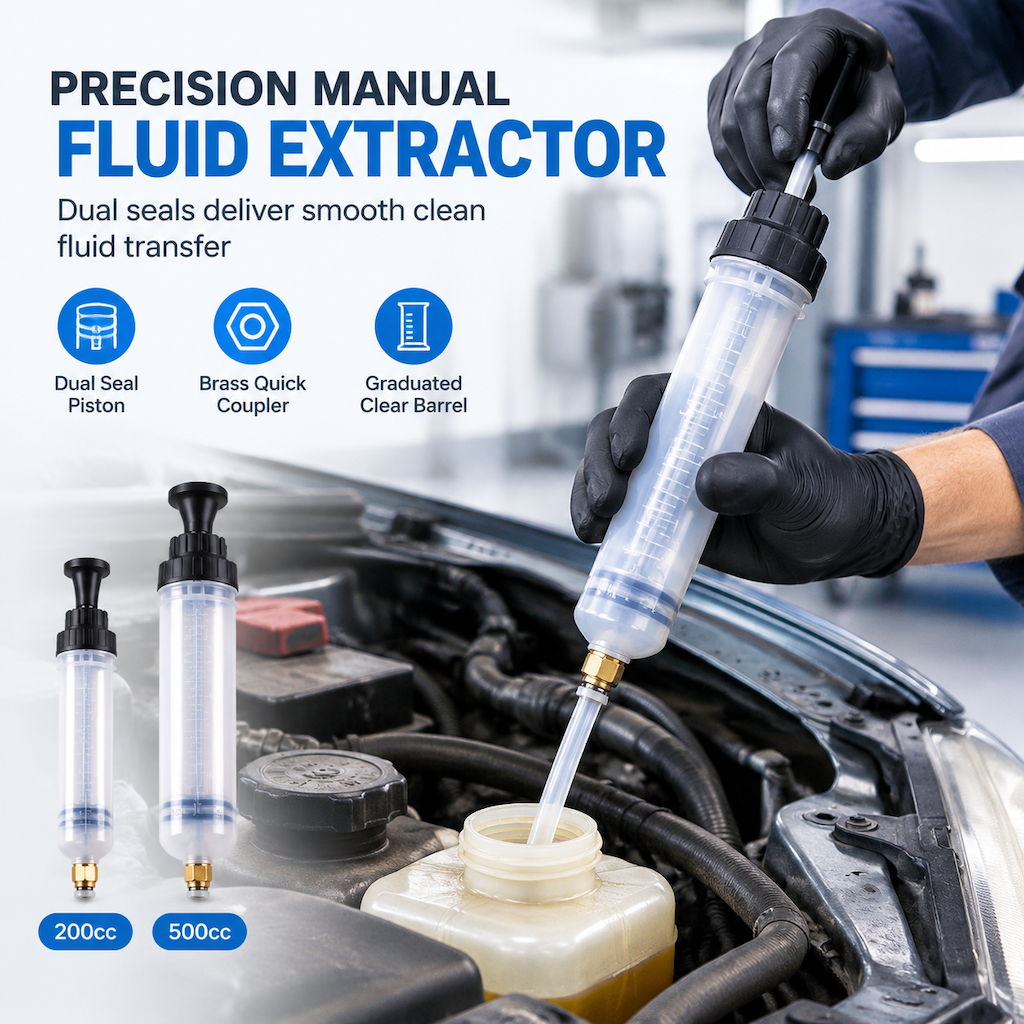 Manual Fluid Extractor and Filling Syringe Pump Automotive Hand Transfer Tool for Brake Fluid and Oil