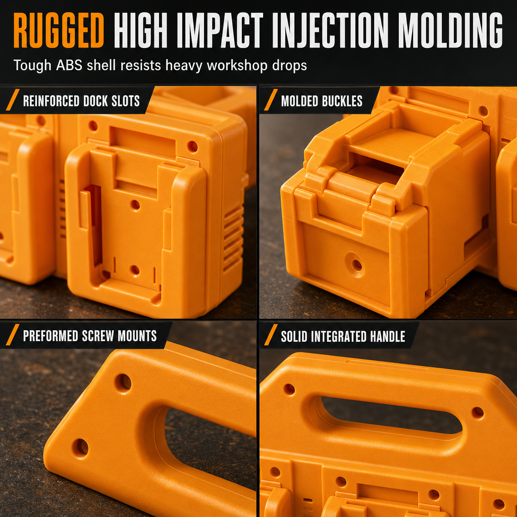 6 Slot Lithium Battery Storage Mount and Organizer Rack for Power Tool Batteries