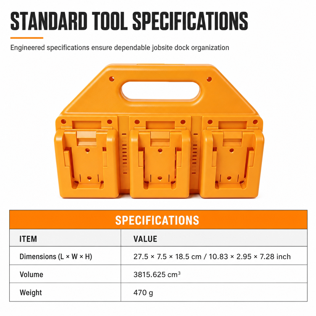 6 Slot Lithium Battery Storage Mount and Organizer Rack for Power Tool Batteries