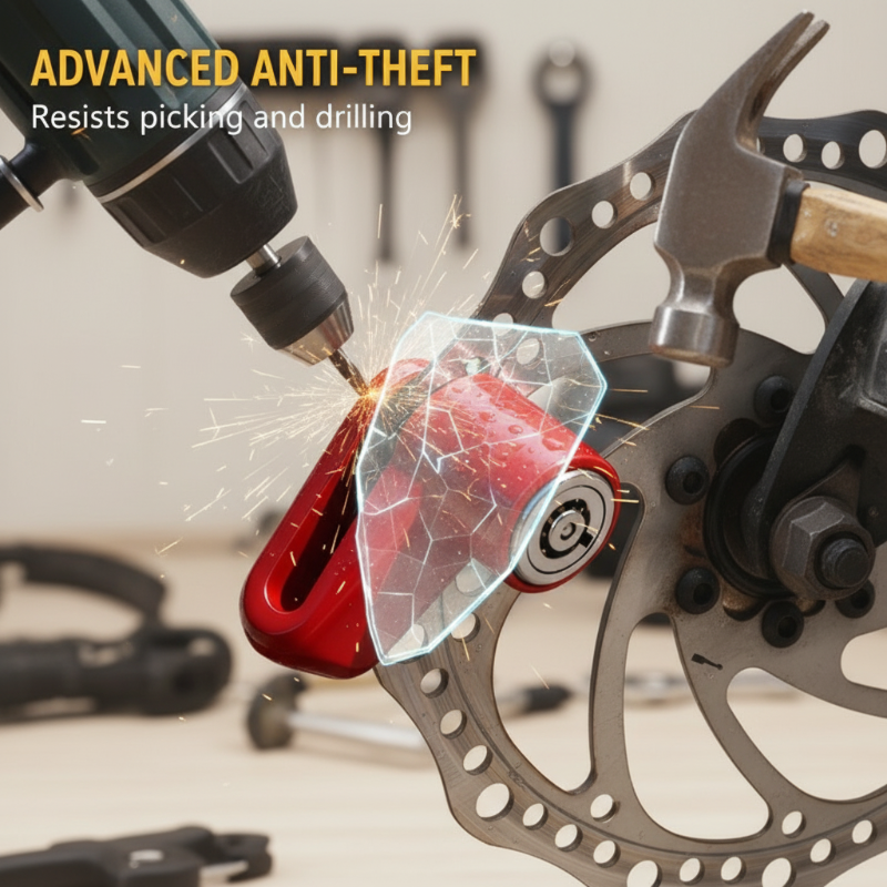 Press-to-Lock Anti-Theft Heavy-Duty Disc Brake Lock