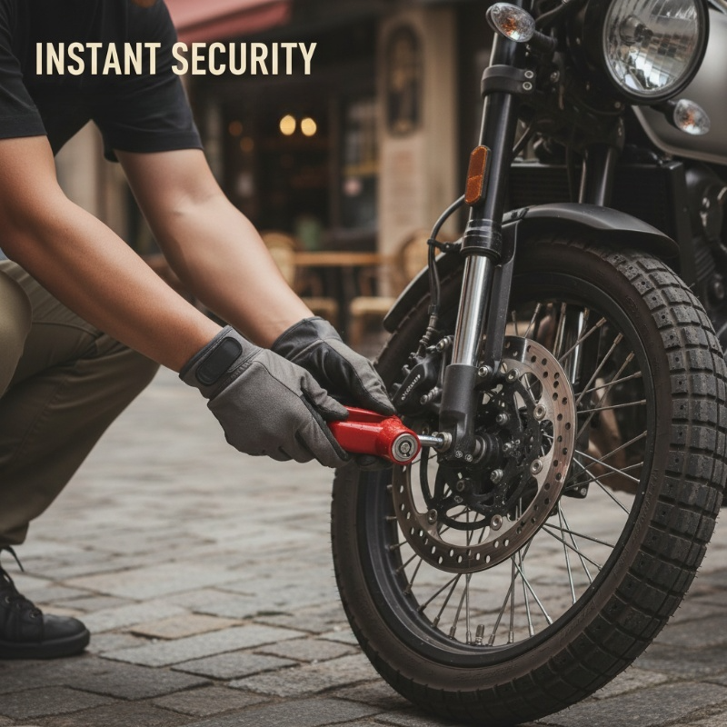 Press-to-Lock Anti-Theft Heavy-Duty Disc Brake Lock