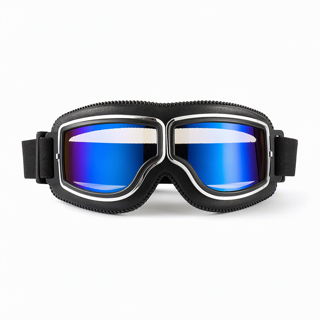 Retro Motorcycle Goggles Vintage Windproof Riding Glasses for Cruiser Helmet and Off-Road Dirt Bike