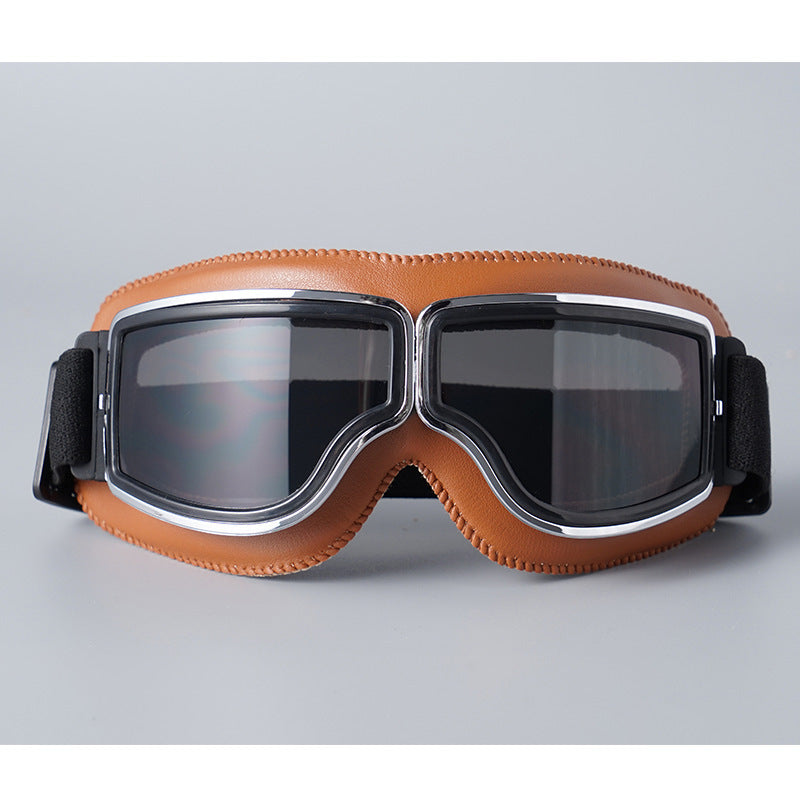 Retro Motorcycle Goggles Vintage Windproof Riding Glasses for Cruiser Helmet and Off-Road Dirt Bike