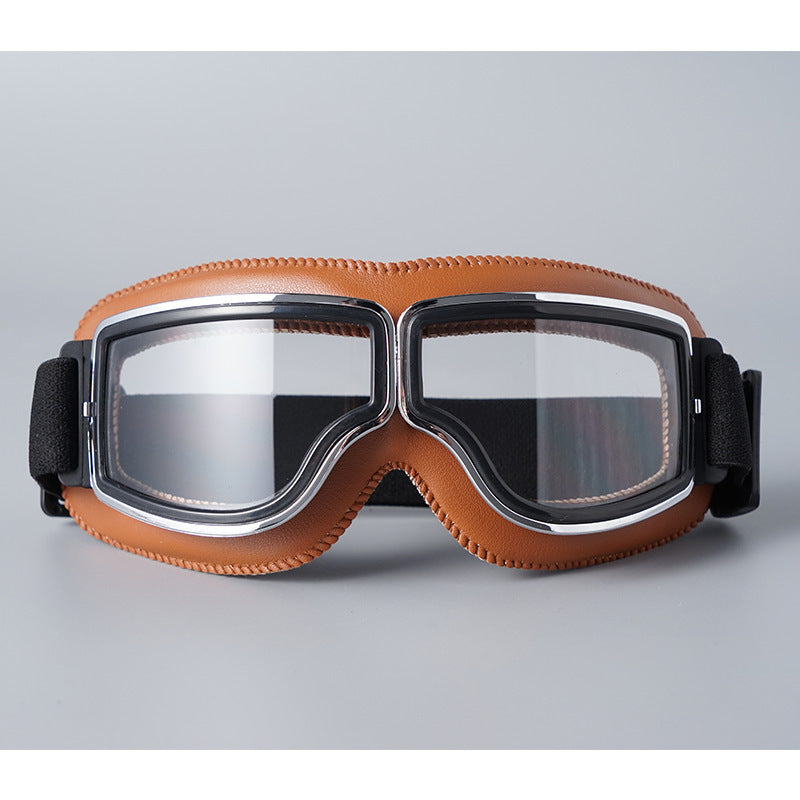 Retro Motorcycle Goggles Vintage Windproof Riding Glasses for Cruiser Helmet and Off-Road Dirt Bike