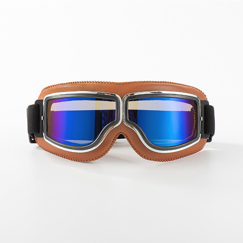 Retro Motorcycle Goggles Vintage Windproof Riding Glasses for Cruiser Helmet and Off-Road Dirt Bike