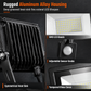 50W Outdoor LED Flood Light with Smart PIR Motion Sensor and Remote Control IP66 Waterproof Aluminum Security Light