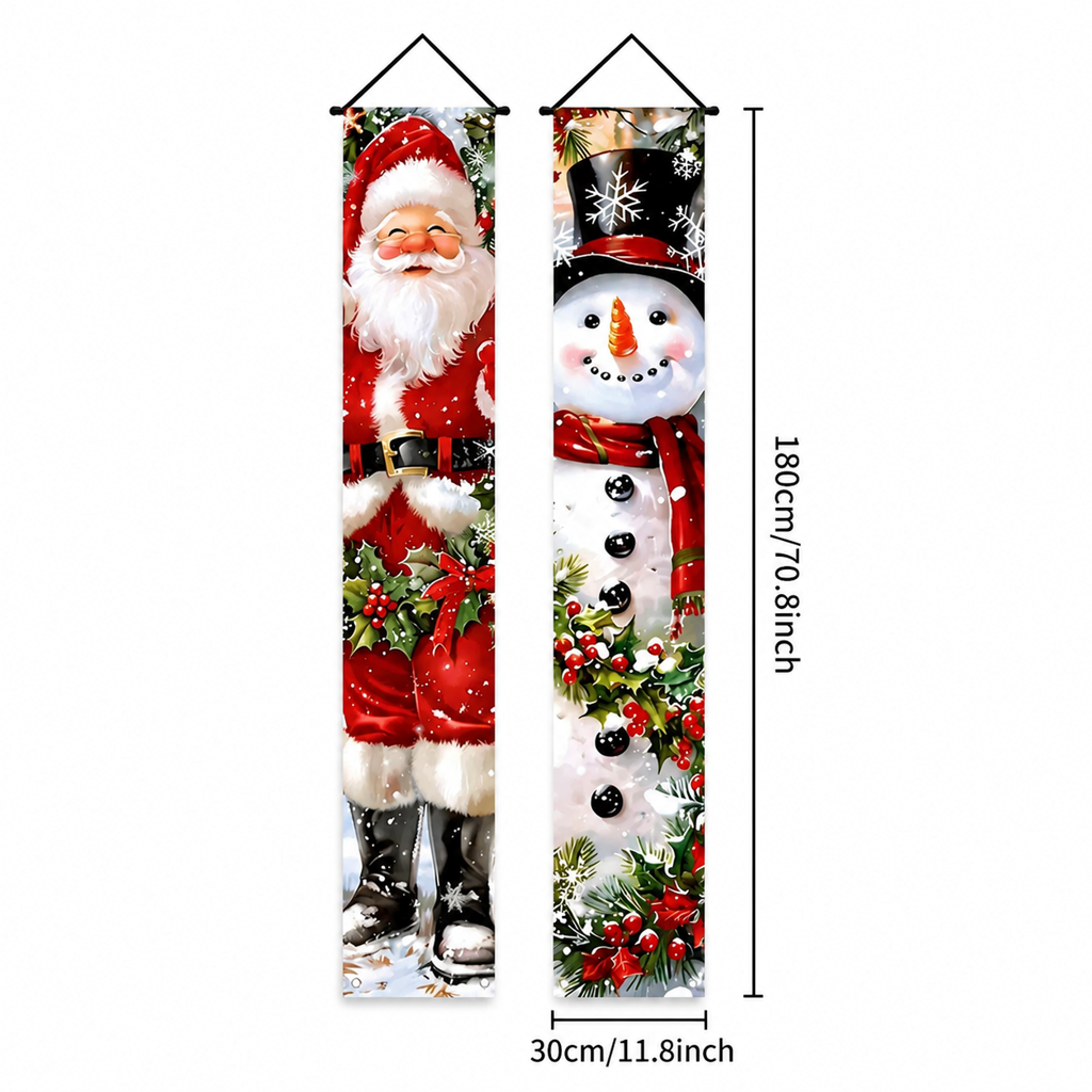 Christmas Porch Banner Hanging Front Door Couplets for Outdoor Holiday Party and New Year Decoration