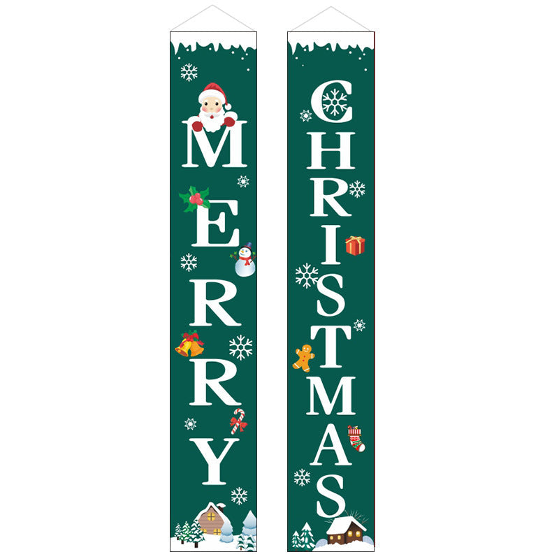 Christmas Porch Banner Hanging Front Door Couplets for Outdoor Holiday Party and New Year Decoration