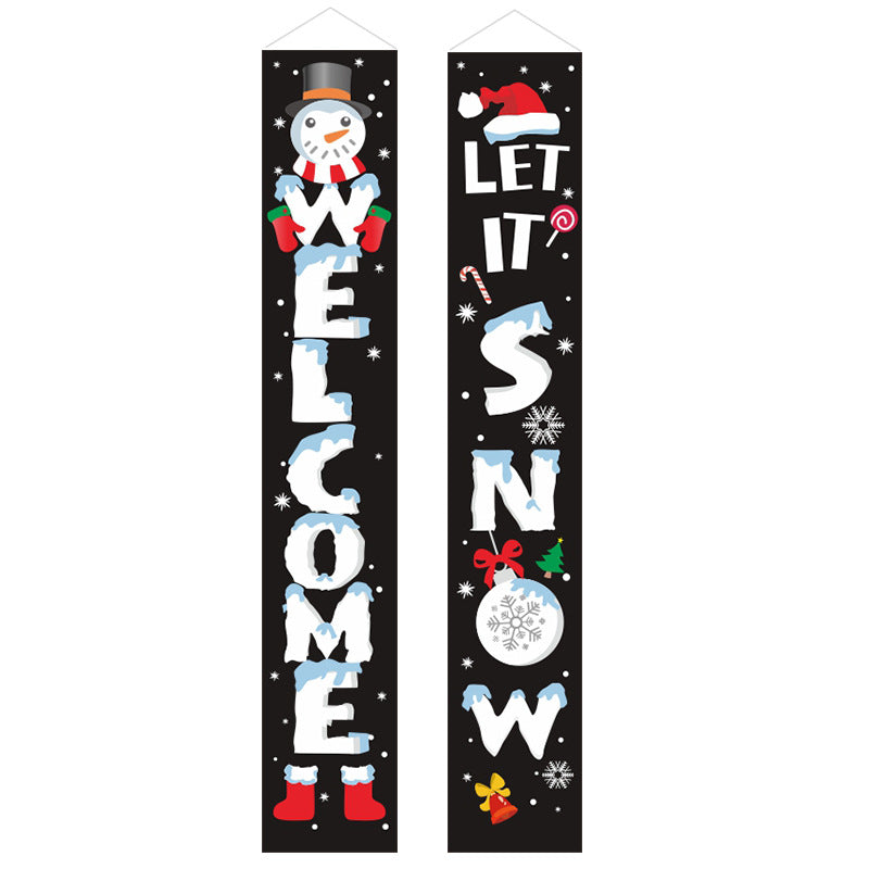 Christmas Porch Banner Hanging Front Door Couplets for Outdoor Holiday Party and New Year Decoration