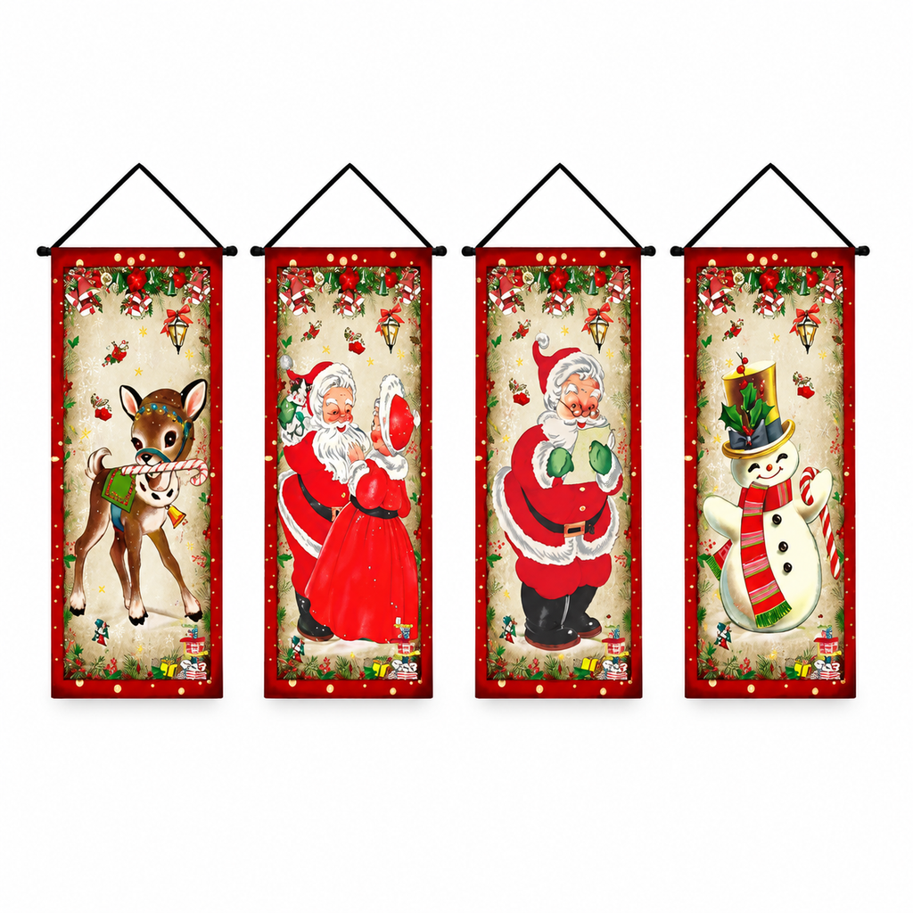 Christmas Porch Banner Hanging Front Door Couplets for Outdoor Holiday Party and New Year Decoration