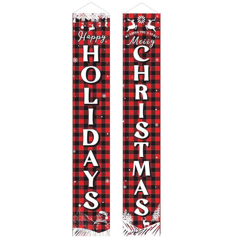 Christmas Porch Banner Hanging Front Door Couplets for Outdoor Holiday Party and New Year Decoration