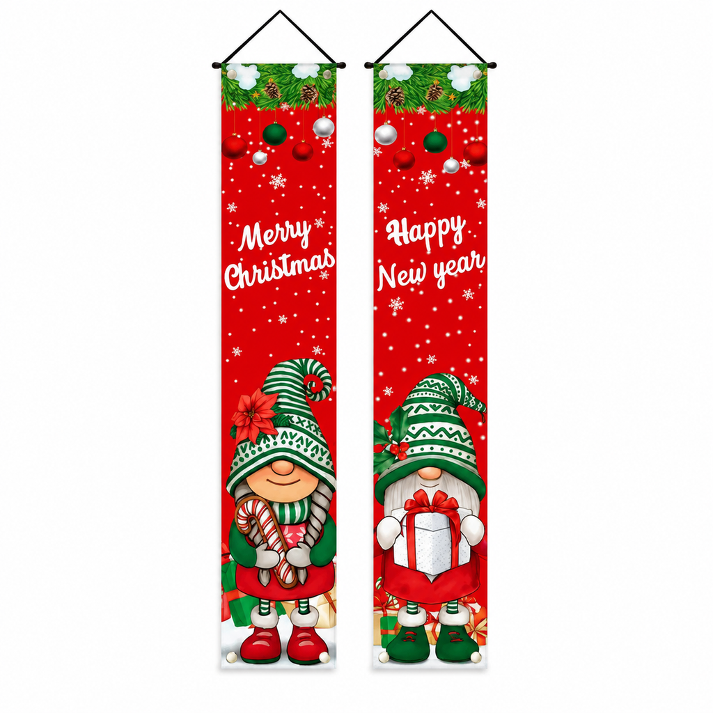 Christmas Porch Banner Hanging Front Door Couplets for Outdoor Holiday Party and New Year Decoration