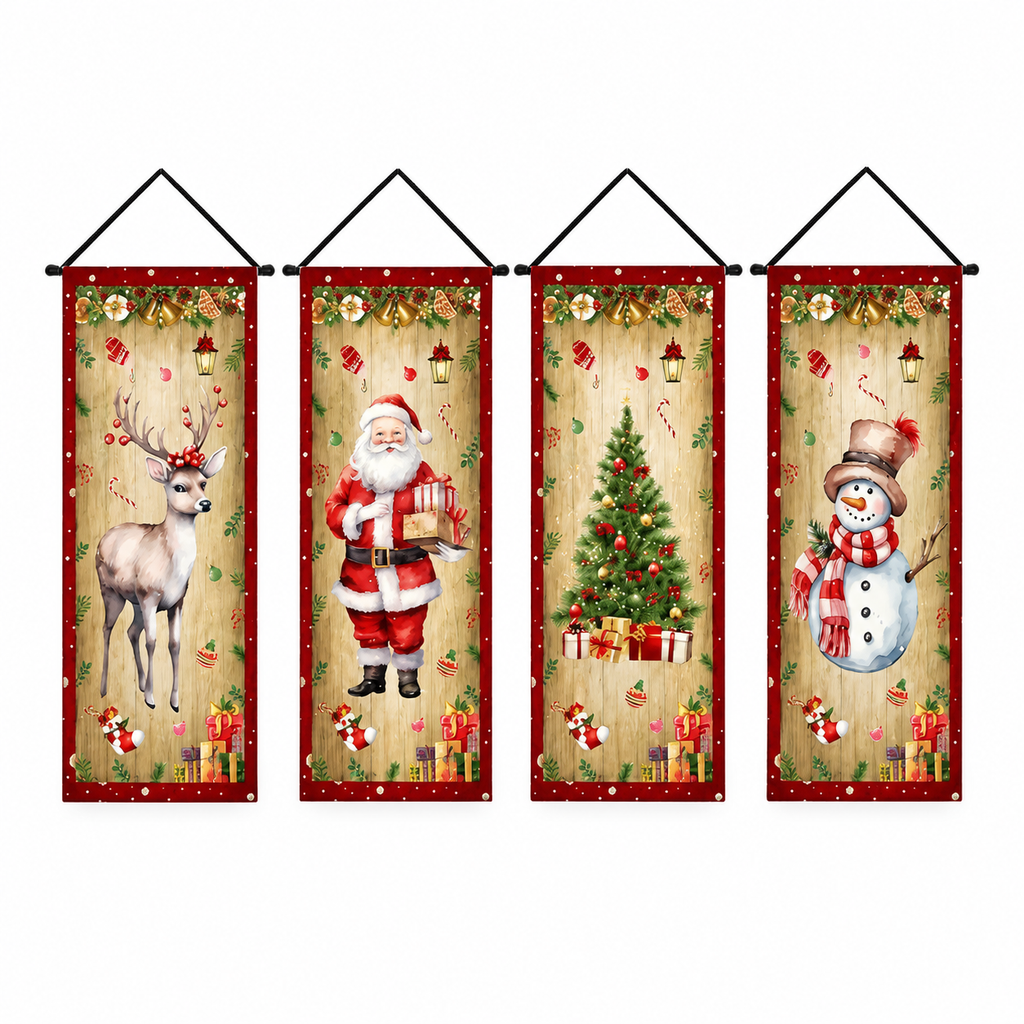 Christmas Porch Banner Hanging Front Door Couplets for Outdoor Holiday Party and New Year Decoration
