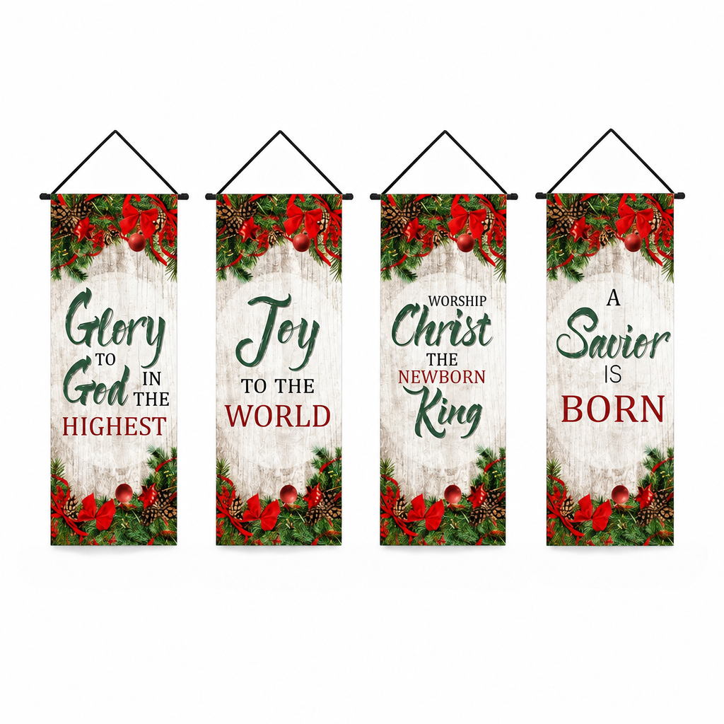 Christmas Porch Banner Hanging Front Door Couplets for Outdoor Holiday Party and New Year Decoration